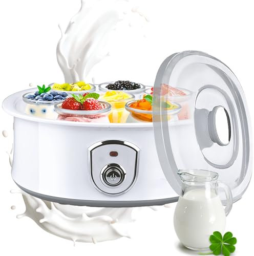 Automatic Yogurt Maker,Probiotic Yogurt Machine with 7 Glass Cup, Intelligent Ice Cream Yoghurt Machine Adjustable Temperature & Time Control, Easy To Clean, Cheese Rice Wine Maker for Home