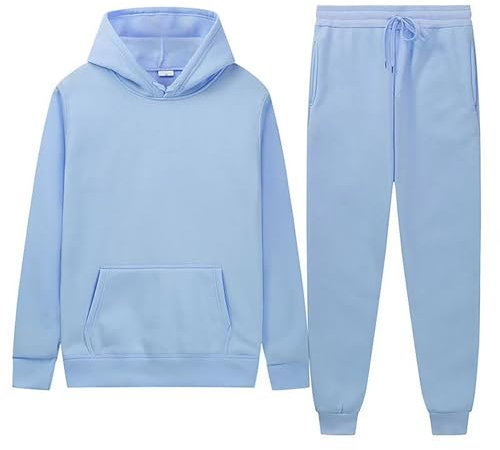 Ensemble de survêtement 2 pièces pour femme - Pull à capuche à manches longues et pantalon de survêtement ample - Vêtement de sport décontracté - Pour course à pied, marche, randonnée, détente, bleu