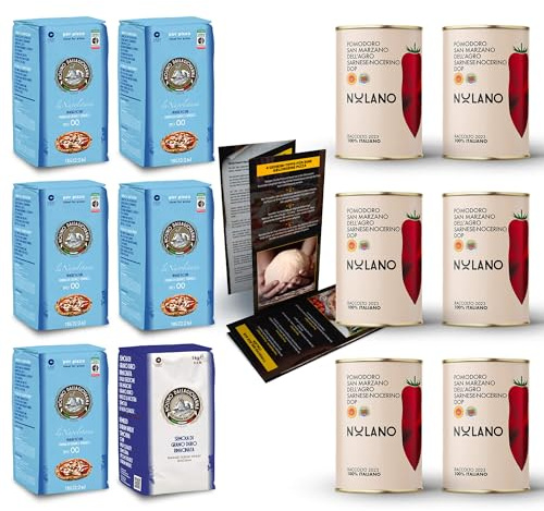 DELICRET - 5x 1kg La Napoletana + 1kg Semola + 6x 400g NOLANO San Marzano Tomaten DOP | ganz & geschält | Pizza Soße & + NEAPOLITANISCHE PIZZA REZEPTE (1x Pizza Bundle)