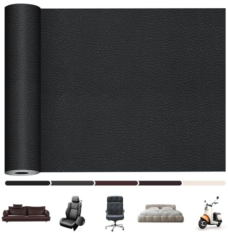 DUOXIN Leder Patch Selbstklebend, 40 * 77cm Kunstleder Selbstklebend Upgrade Sticker Dicker Leder Reparatur Patch PU Lederreparaturband für Möbel, Sofas, Autositze, Taschen(Schwarz)