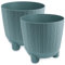 PECZEKO Macetero mate, maceta con patas, maceta decorativa para plantas grandes y pequeñas, juego de 2 macetas, maceta para hierbas (2 unidades), color azul, diámetro de 13 cm