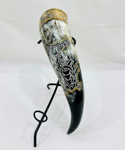 Nautical Replica Hub Authentic Handmade Viking Drinking Horn - Medieval Norse Ale Drinking Mug for Vikings - Hand Engraved Viking's Drink Cup - Food Safe Beer Horns (Authentic Handmade Viking Horn)