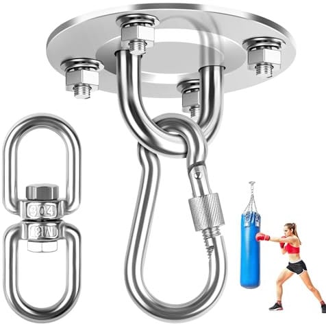Gancho de Techo, Gancho de Techo Resistentemáxima 400kg Giratorio de 360°, Ganchos Resistentes para Colgar Hamaca, Soporte de Techo para Bolsas de Boxeo,Hamacas,Yoga,Sillón Colgante,Sling Trainer