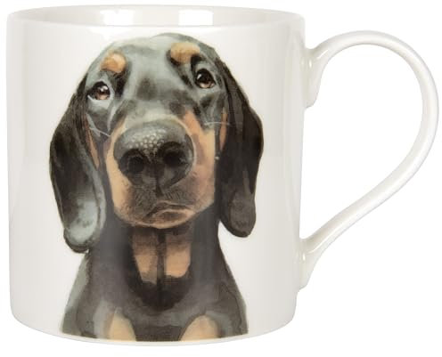 Lesser & PAVEY Dachshund Mug Robert James Hull, Tea and Coffee Mugs for Hot Drinks | Fine China Printed Mugs for Kitchen & Home | Reusable Ceramic Cups for Every Occasion | Gifts for Women & Men