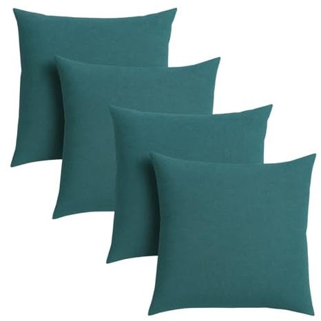 sleepling 4er Set 40 x 40 cm, Sofakissen mit Füllung und Bezug, Zierkissen aus robustem Polsterstoff, Dekokissen, Kopfkissen, Kissen für Couch, Petrol