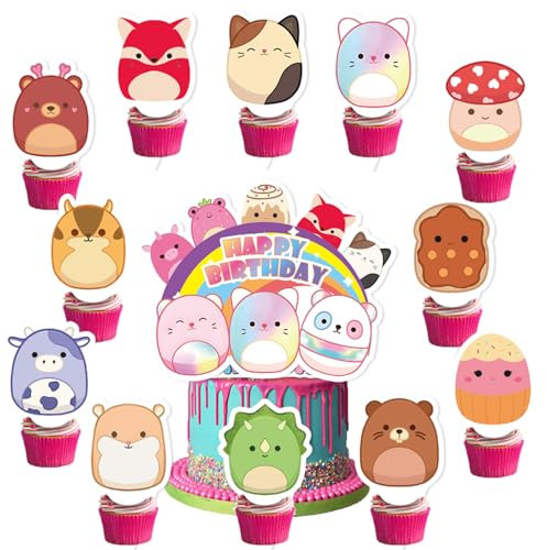 25 Pcs Cake Toppers for Girls, Cupcake Toppers, Cake Decorations, Birthday Party Supplies for Kids Boys
