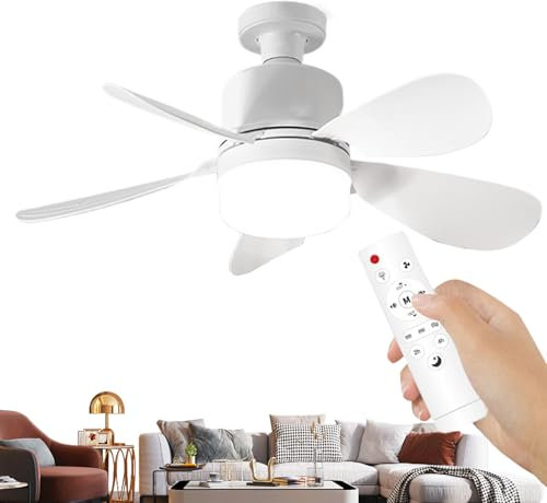 Ceprznvey - Ventilador de techo con mando a distancia, pequeño ventilador doméstico con luz - Dispositivo de refrigeración desmontable Iluminación inteligente para garaje cocina pasillo salón