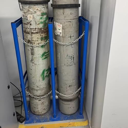 CAFIEDR Support de Bouteille de gaz, étagère Fixe pour Le Stockage de Bouteilles de gaz 8/10 L, Azote, acétylène, hydrogène, Support d'extincteur avec chaîne et vis, ré(Blue 17.7in/45cm)