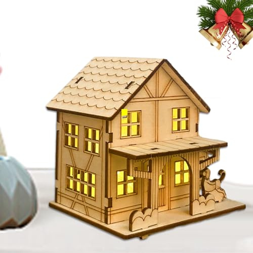 Weihnachtshaus - rustikales Cottage Modell, Holzhaus, Sammlerfigur, Partygeschenke | Ferienhaus Set Wohnkultur mit handgefertigten Mustern für Tischanzeige