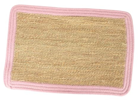 VALICLUD Heat Insulation Pot Holder Woven Straw Table Mat with Pink Edge Non-slip Dining Placemat for Kitchen Family Daily Use Decorative Accessory for Indoor Outdoor Table Settings