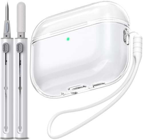 EQD für AirPods Pro 3 Hülle Transparent, mit Reinigungskit, Weiß | Shockproof TPU Transparent Cover für AirPods Pro 3rd Generation, kompatibel mit Drahtloser Aufladung