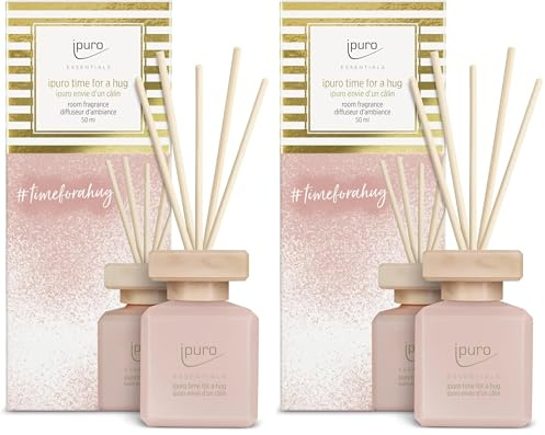 ipuro - Essentials Raumduft TIME for A Hug 50ml / Raumerfrischer mit Vanillecookie, Orange, rote Früchte, Vanille, Moschus & Sandelholz Duft Aroma/Diffuser mit Stäbchen/Lufterfrischer Wohnung