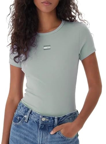 Tommy Hilfiger T-Shirt, grün, für Damen, Badge, grün, Large