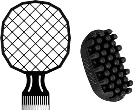 JJUNW 2 Pcs Hair Sponge for Curls, Afro Hair Sponge Twist Comb Styling Tool | Curly Rubber Hair Brush Curl Sponge for Afro Hair, Washable Twist Curl Brush for Dreads and Coils, Home Salon Use