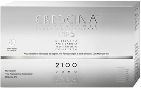 Labo Crescina, Transfermic MPS Insel, komplette Behandlung für Wachstum und Anti-Haarausfall 2100, Haarpflege für Herren, 10 + 10 Ampullen