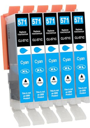D&C 5X Cyan XL Druckerpatronen Kompatibel für Canon CLI-571 C für Canon PIXMA TS5053 TS5055 TS6050 TS6051 TS6052 TS8050 TS8051 TS8052 TS8053 TS9050 TS9055 MG5750 MG5751 MG5752 MG5753 MG6800