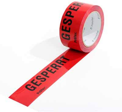 ISO Kennzeichnungsband, 50mm breitx66lfm, 52µ, PP-Band, rot, mit AufdruckGesperrt, nach DIN EN 9001, Acrylatkl, 30 Rollen