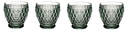 Villeroy & Boch Shotgläser Boston Coloured, Green, 4er Set, 80 ml, Farbige Schnapsgläser mit Facettenmuster, Kristallglas, Spülmaschinengeeignet