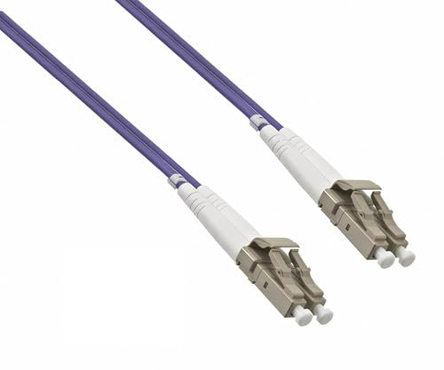 DINIC LWL Kabel OM4, Patchkabel LC/LC Lichtwellenleiter Multimode (1m 3 Stück, violett)