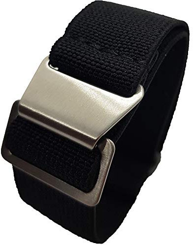 Max French Marine Nationale Elastic Nylon Navy Divers Parachute Watch Straps 20mm 22mm Military Bands (20mm, Black)