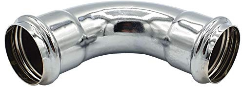 90deg Elbow 34mm Drain Waste Trap Chrome Replacement 95mm Long + 2X Gasket