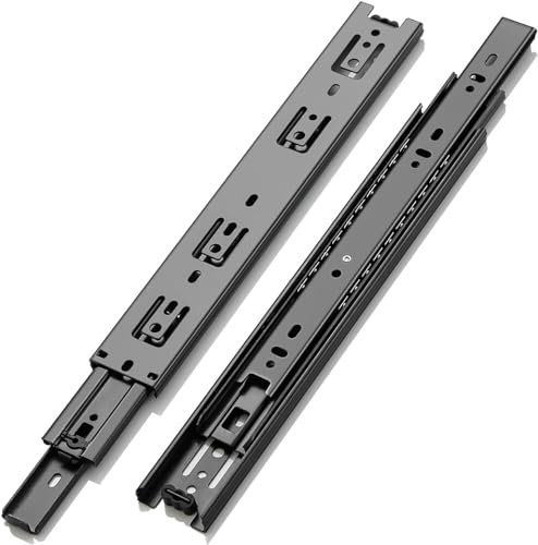 AOLISHENG Drawer Runners Cabinet Drawer Slides 400mm 45kg Load Capacity Heavy Duty Kitchen Draw Runners Full Extension Ball Bearing Draw Sliders Replacement Rails Side Mount, Black 1 Pair