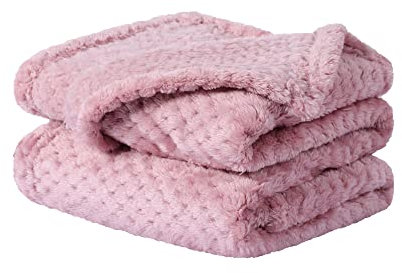 sourcing map Couverture Plaid Polaire Lit pour Canapé en Molleton Flanelle Microfibre Maille Peluche 330gsm Solide Légère Doux Chaude Rose Pet (30 *40)