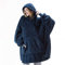 TRISTIN Thicken Sherpa Fluffle Sweatshirt Blanket Warm Cozy Oversized Wearable Pocket Hoodie for Women Men and Teens Navy