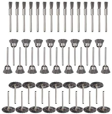 60 Pcs Wire Brushes Set Steel Wire Wheels Pen Brushes Set Kit Accessories for Dremel Rotary Tool (60PCS)