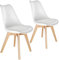 tectake® 2er Set Esszimmerstühle, Stühle, Küchenstühle modern, Essstühle, Stuhl für Wohnungseinrichtung skandinavisch, Küchenstuhl oder Esszimmerstuhl, Holzstuhl, Esszimmermöbel - weiß/weiß, 2er Set