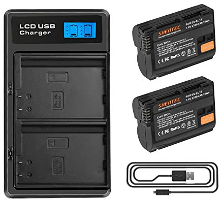 2X Shentec 2300mAh EN-EL15 Batterie Compatible avec Batterie Nikon EN-EL15A EN-EL15B Z6 Z7 D7100 D750 D7000 D7200 D500 D600 D610 D880 D810 D810A D850 D7100 D7100