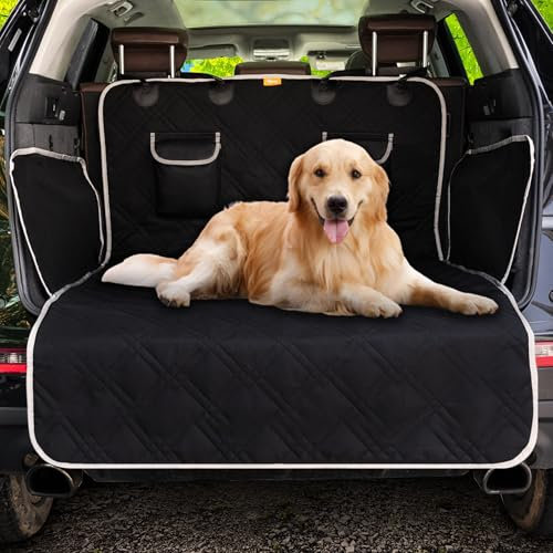 Toozey SUV Cargo Liner für Hunde - Wasserdichter Hundekofferraum-Sitzbezug für den hinteren Laderaum, Hunde-Auto-Bodenmatte mit Seiten- und Stoßstangenschutz, Standard, Schwarz