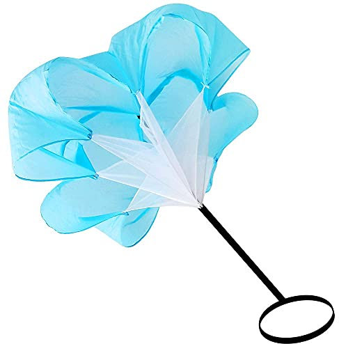 Laufschirm, 144 cm, Geschwindigkeitstraining, Widerstand, Fallschirmschirm, Windwiderstand, Trainingsgerät, Laufen, Fallschirm, Widerstand, Trainer, Fußball, Agility-Leiter, Speed Rope (blau)