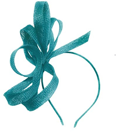 Caprilite Veganer Sinamay Fascinator Stirnband Hochzeit Hoop Damen Tag Ascot Rennen, blaugrün, 1 count (Pack of 1)
