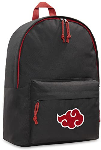 Naruto Rucksack Kinder Schulranzen Jungen Mädchen und Teenagers(Schwarz/Rot)