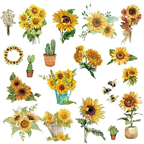 craspire Sonnenblumen-Wandaufkleber, Kaktus, Fensteraufkleber, Wasserdicht, Entfernbar, Vinyl-Wandkunst Für Garten, Klassenzimmer, Bauernhof, Kinderzimmer, Schlafzimmer, Wohnzimmer, Dekoration