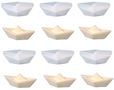 Xidmold 6 Stück 3D Origami Boot Silikonform Kerzenformen Seifenform Kuchen Fondant Silikon Formen Backform für Tortendeko, Schokolade, Seife, Sojawachs Kerzen, Handwerk