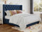 Vente-unique - Polsterbett mit gestepptem Kopfteil - 160 x 200 cm - Stoff - Blau - Massimo II