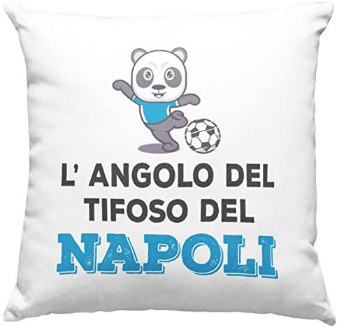 Napoli federa per cuscino regalo Tifoso originale Idee Regali per lui e per lei pillow bianco sportivo calcio uomo donna - senza Imbottitura (40_x_40_cm, Bianco)