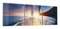 DEQORI Glasbilder Acrylglas | Motiv Segelboot jagt Abendsonne | horizontal 3-teilig 150x50 cm | große XXL Deko | Wandbilder für Wohnzimmer, Schlafzimmer, Flur & Küche | moderne Wanddeko
