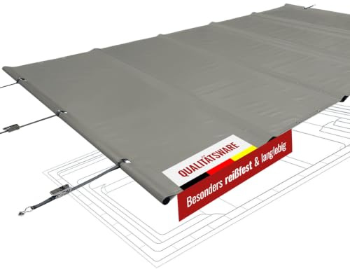 ANKO PLANEN Rechteckige Poolplane Rollschutz 680g/m² - für Sommer & Winter - Poolabdeckung rechteckig - wasserdicht & UV-beständig - grau RAL7037-3,5m x 4,5m