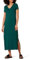 Amazon Essentials Vestido Midi de Punto de Manga Corta con Escote en Pico Mujer, Verde Oscuro, S