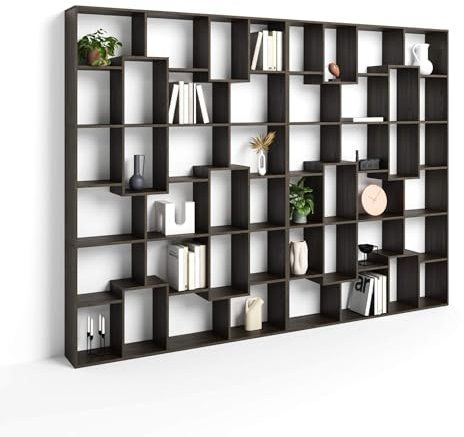 MOBILI FIVER, Bücherregal XL Iacopo (321,6 x 236,4 cm), Nussbaum Dunkel, Made In Italy