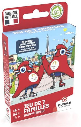 LA DUCALE - Jeu de 7 familles Mascotte Jeux Olympiques et Paralympiques Paris 2024 - Jeu de Cartes Enfant et Famille - à partir de 4 Ans
