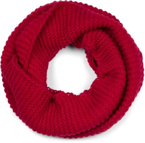 styleBREAKER Unisex Strick Loop Schal Einfarbig mit Wellenmuster, warmer Winter Strickschal, Schlauchschal 01018169, Farbe:Bordeaux-Rot