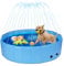 Nobleza Piscina Perros Grandes y Pequeños Bañeras con Aspersor, 2 en 1 Plegable y Portátil PVC Piscina para Perro, Antideslizante Bañera para Perros para Verano, 120 * 30cm