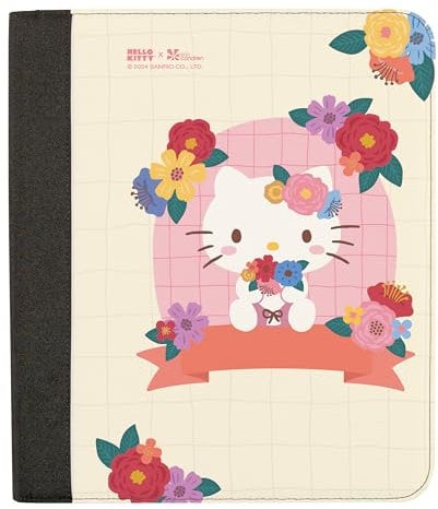 Erin Condren Große Stand-Up-Folio-Schutzhülle mit Hello Kitty Rouge-Bouquet, klassisches buntes Design, Organisationssystem für unterwegs, für Planer, Notizbücher, Tagebücher, Laptops oder Tablets