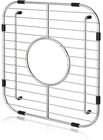 Orgneas Sink Protectors for Kitchen Sink, Single Bowl Sink Bottom Grid 12.5x10.5x1.25, 304 Premium Stainless Steel Grid Insert Sink Grate Drying Rack Centered Drain, 1 Pack