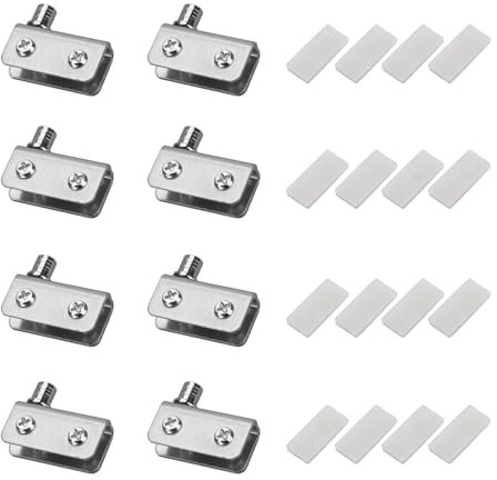 4 pares de bisagras pivotantes de puerta de vidrio de acero inoxidable, bisagras plateadas para puertas de gabinete de vidrio de 5 a 8 mm de grosor, puertas de baño (40 x 10 x 20 mm)