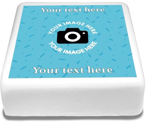 Cakeshop Square Personalised Fully Customisable Edible Cake Topper | Custom Image & Text | For Birthdays & Celebrations | Multiple Shapes & Sizes | Icing & Wafer Paper Options